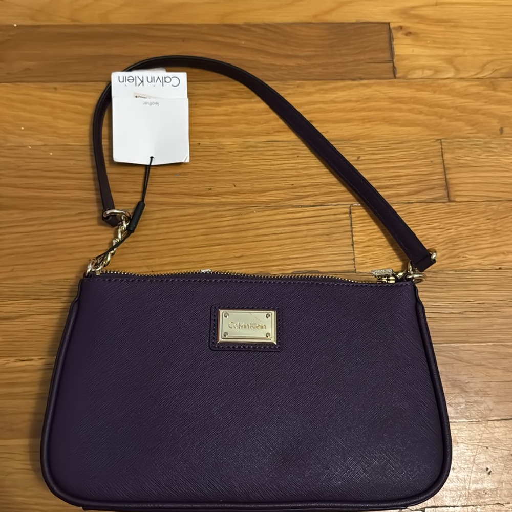 Calvin Klein Purple Shoulder Bag with Chain Detail NWT